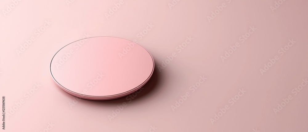Poster minimalistic illustration of a round, oval-shaped object on a light pink background. the object appe