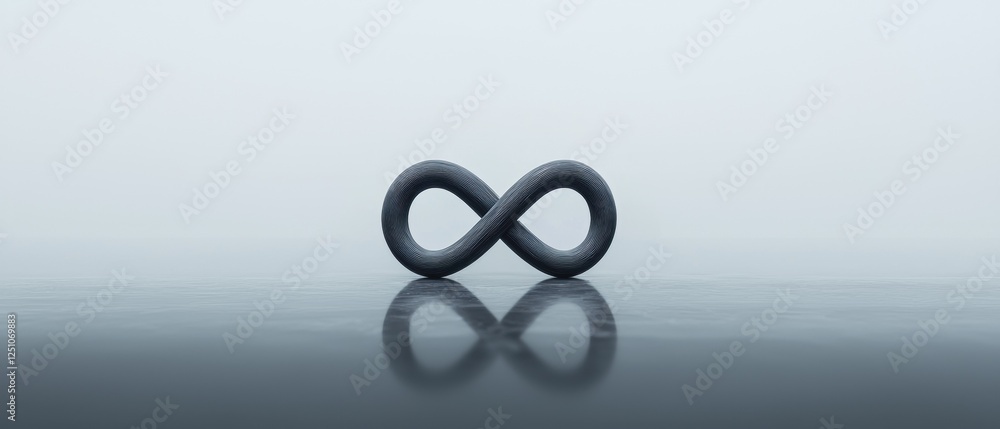 Poster 3d rendering of an infinity symbol. the symbol is made up of two curved lines that form an infinity 