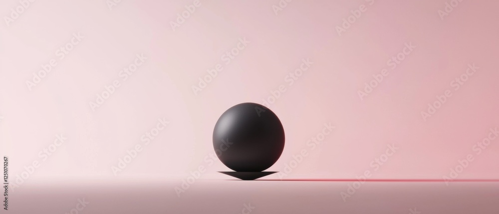 Poster 3d rendering of a black sphere on a pink background. the sphere is spherical in shape and appears to
