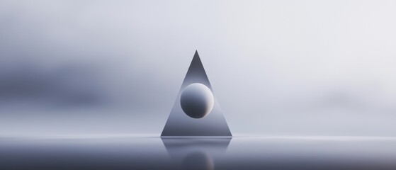 Digital art piece that appears to be a 3d rendering of a triangle with a sphere in the center.
