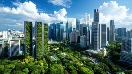 Fototapeta premium A city with many buildings and a park in the middle