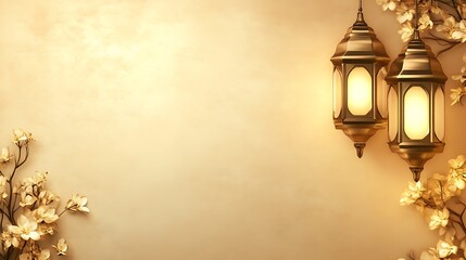 Elegant Golden Lanterns with Delicate White Flowers