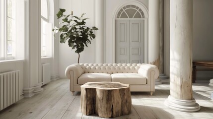 Fototapeta premium Minimalist loft interior design of modern living room.