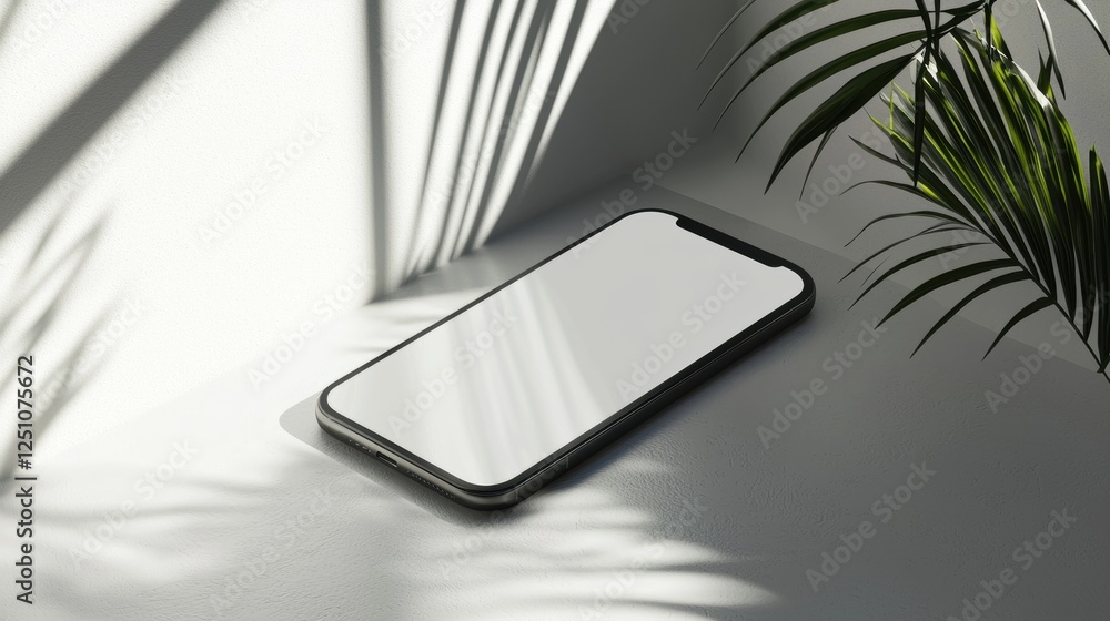 Poster black smartphone lying on a white surface. the phone is positioned in the center of the image, with 