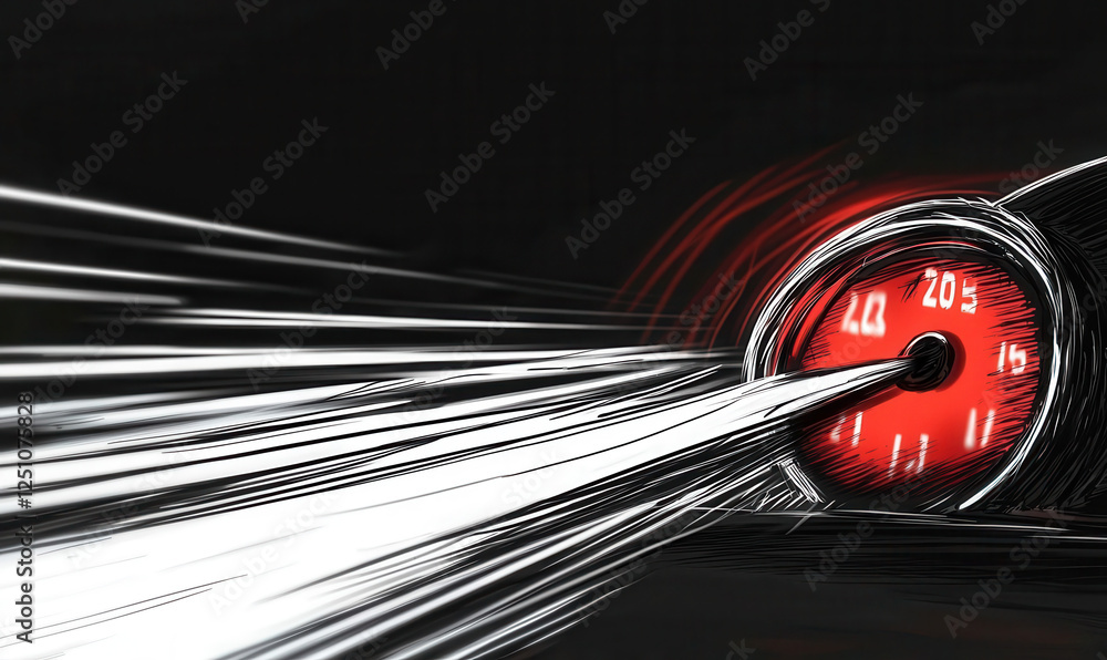 Poster dramatic representation of speed: a striking visual of a racing dashboard meter capturing motion and