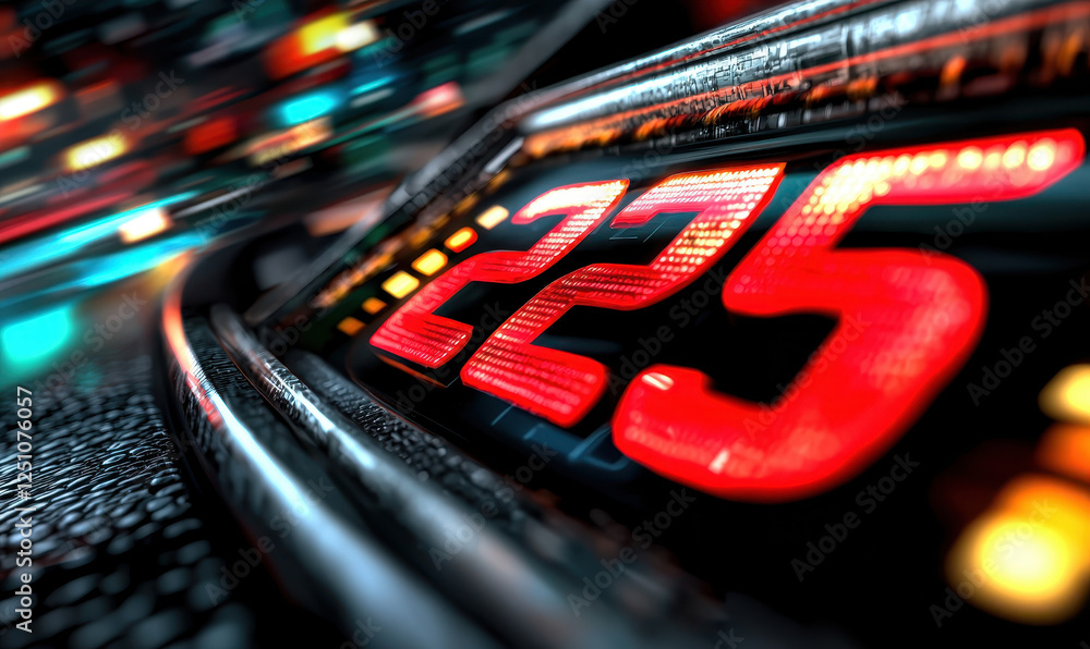 Poster a mysterious digital display glows brightly in motion, capturing the energy and innovation of modern