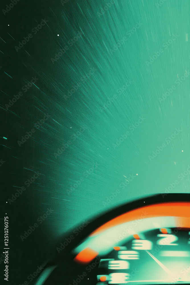 Poster exploring abstract light trails: a journey through urban motion and colorful neon sights captured in
