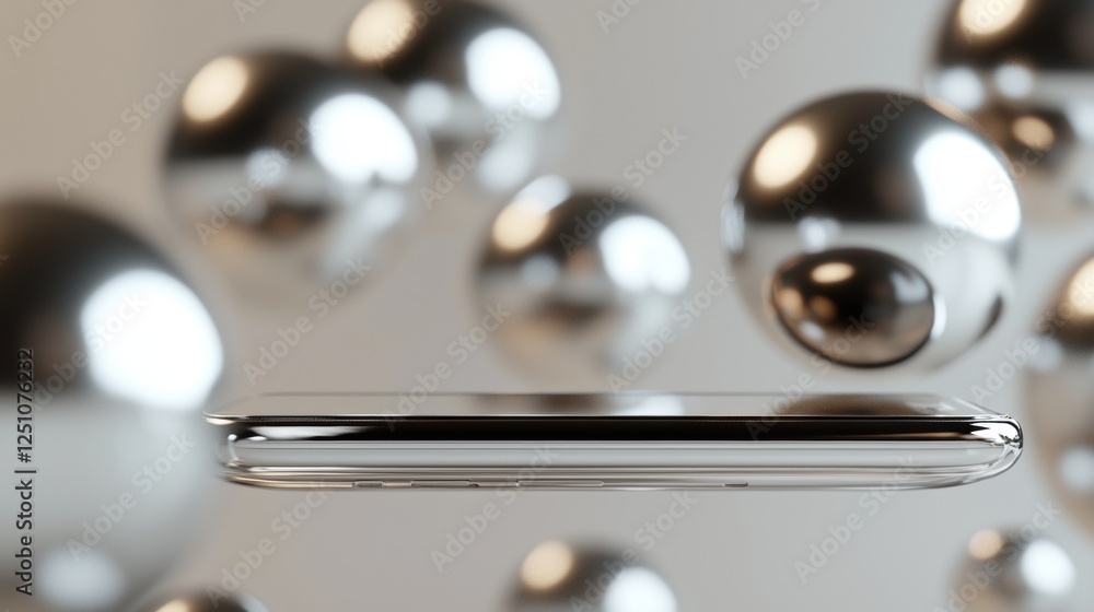 Aufkleber close-up of a smartphone in the center of the frame. the phone is silver in color and appears to be 