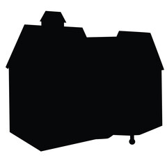 Cute cartoon hand drawn vector house icon silhouette.
