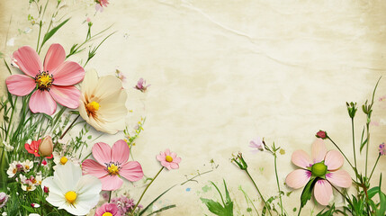 spring flowers on paper background