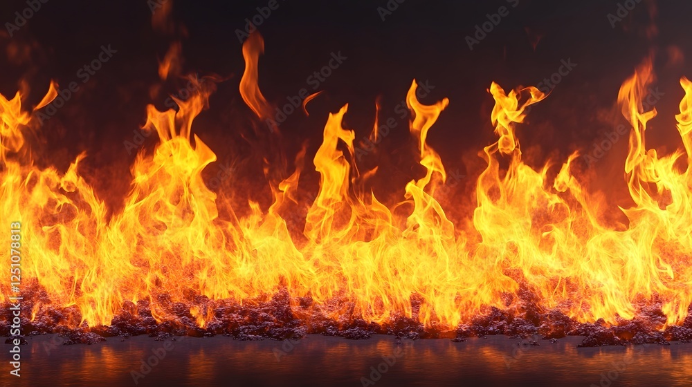 Aufkleber A powerful and intense scene of a raging fiery blaze engulfing everything in its path with waves of scorching flames roaring heat and a furious inferno creating a dramatic and chaotic atmosphere