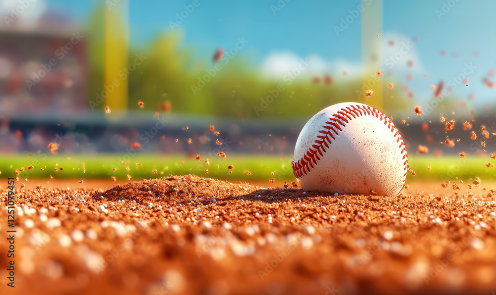 Aufkleber dynamic baseball action: capturing the essence of the game with a focus on an enthralling moment on 