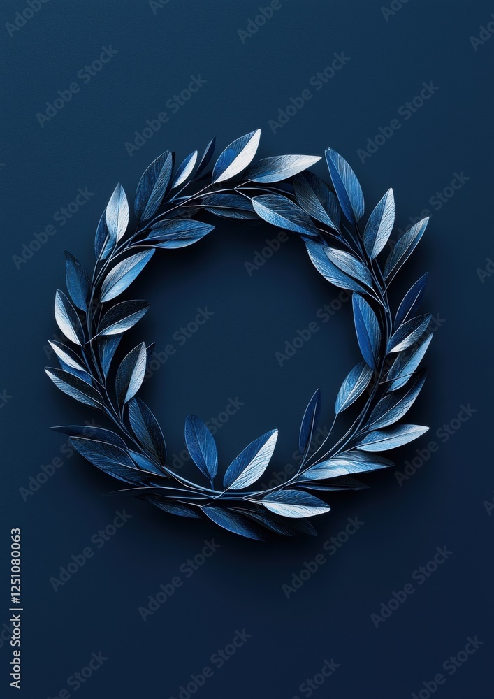 Poster digital illustration of a wreath made of leaves. the leaves are arranged in a circular pattern, with