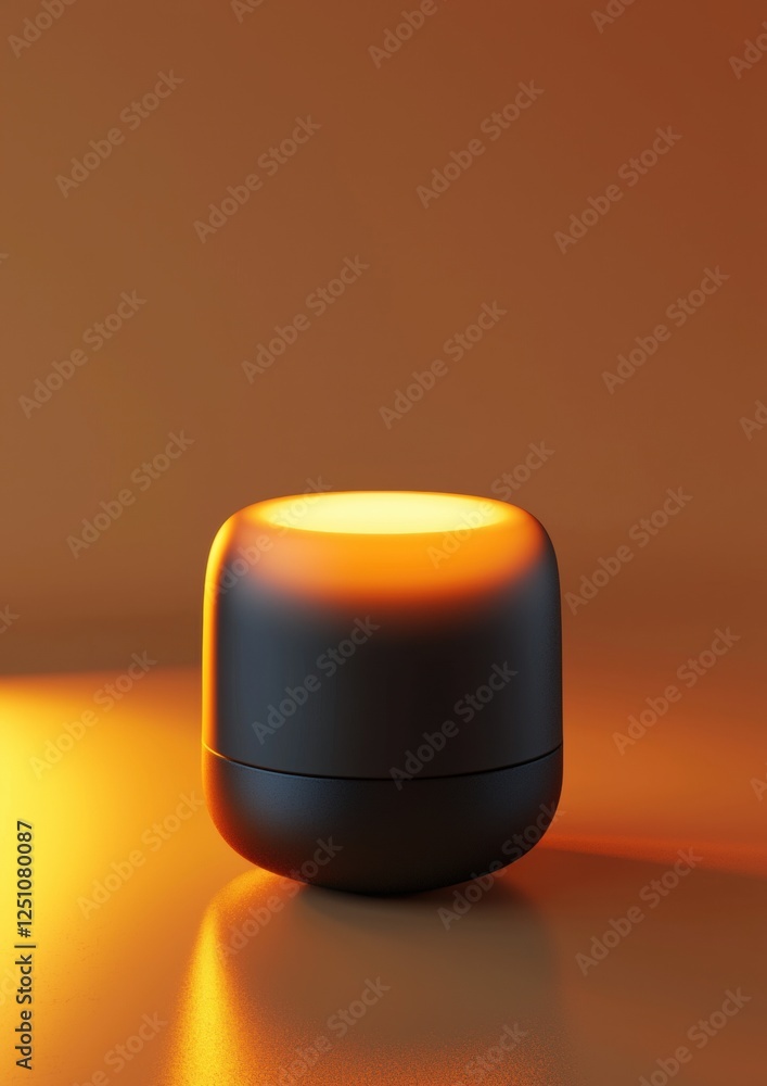 Poster 3d rendering of a small black cylindrical object with a round base. the object appears to be made of