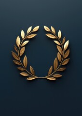 Digital illustration of a wreath made of gold leaves. the wreath is in the shape of a circle and is made up of multiple leaves that are arranged in a symmetrical pattern.