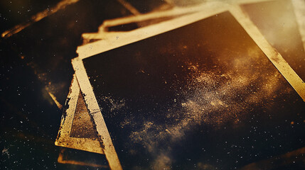 Nostalgic Memories: A stack of old photographs evokes sentimental feelings and timeless connections, capturing moments frozen in time. Golden hues evoke nostalgia.