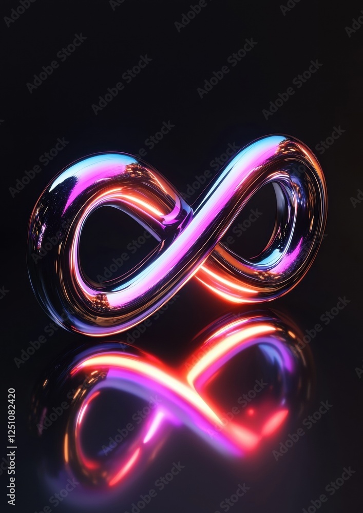 Poster 3d rendering of an infinity symbol. the symbol is made up of two curved lines that form an infinity 