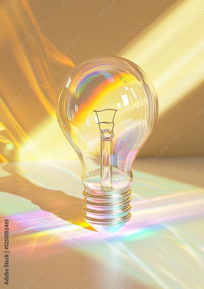 Poster digital illustration of a light bulb. the light bulb is in the center of the image and is placed on 