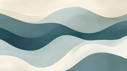 Abstract Wave Pattern in Soft Blues and Creams