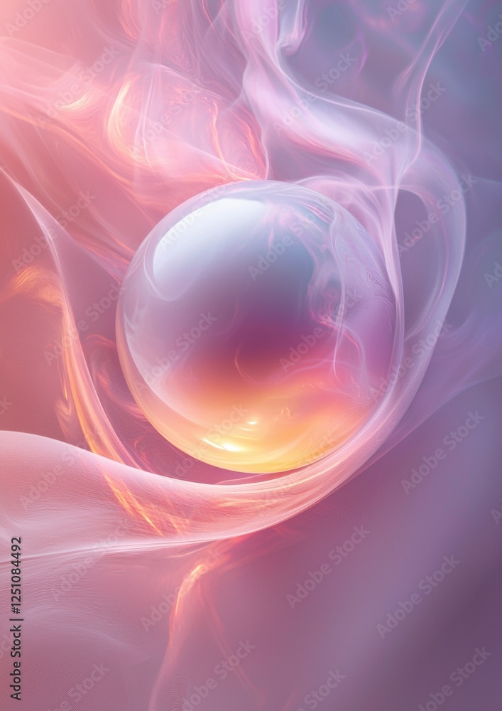 Poster abstract digital art piece that appears to be a sphere or a sphere of some kind. the sphere is in th