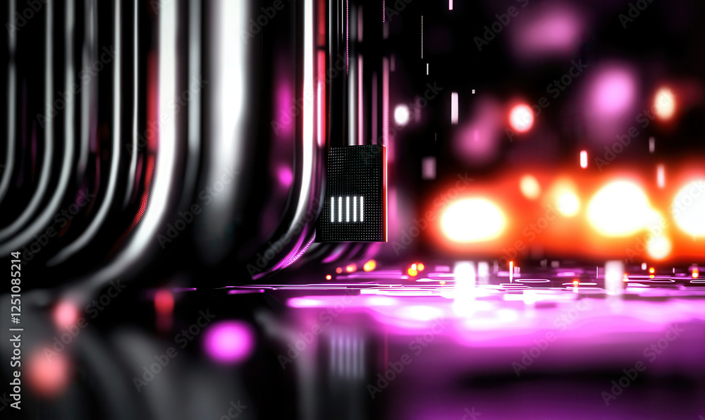 Poster exploring the depths of technology: a vibrant abstract composition reflecting innovation and digital