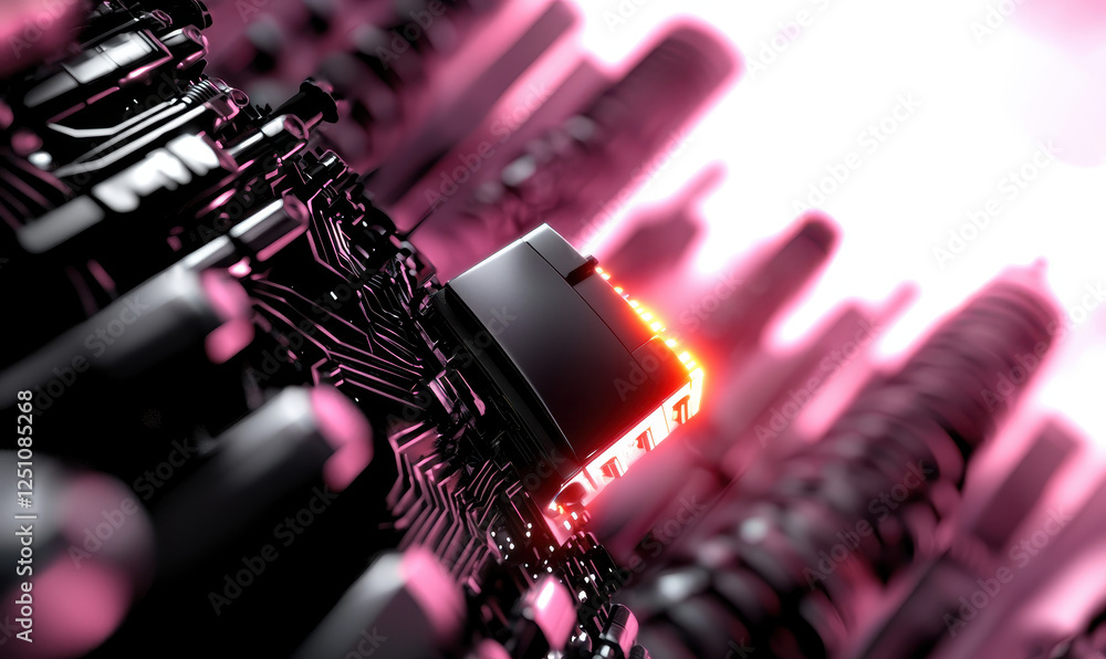 Poster exploring the intersection of technology and design: a close-up view of circuitry highlighting innov
