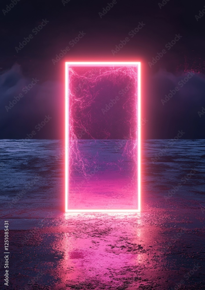 Poster digital art piece that appears to be a photograph of a rectangular frame with a pink and purple grad