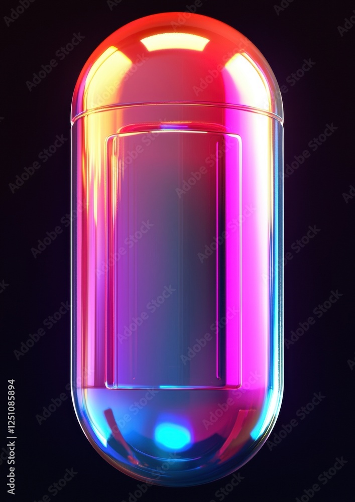 Aufkleber 3d rendering of a capsule or pill. the capsule is spherical in shape and has a shiny, metallic surfa