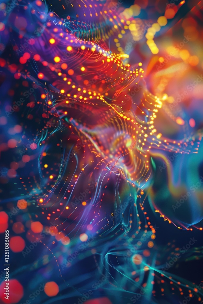 Poster neural scanner displaying real-time emotional responses in vibrant warm colors for design use
