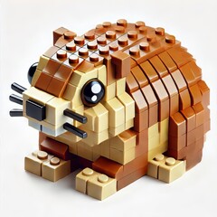 Obraz premium Playful toy brick Marmot Sculpture, A Detailed 3D Rendered Animal Creation