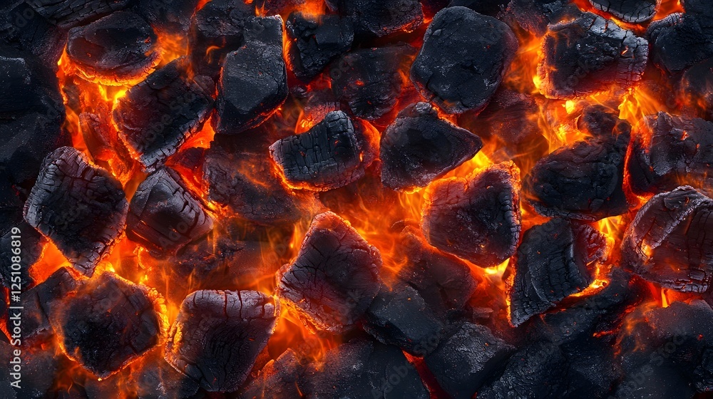 Poster dramatic and intense scene of a fiery volcanic eruption with glowing molten lava scorching flames an