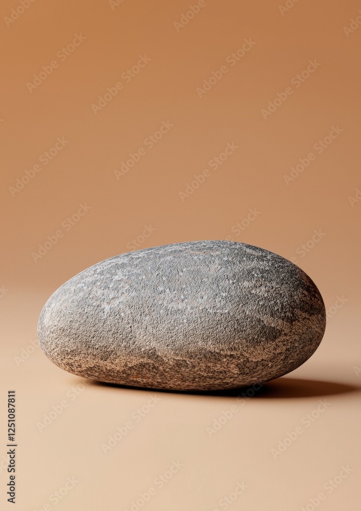 Poster photograph of an oval-shaped object on a beige background. the object appears to be made of a smooth