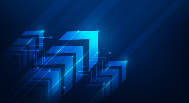 abstract business arrow up growth to success technology background. arrow high speed internet. vector illustration fantastic technology.