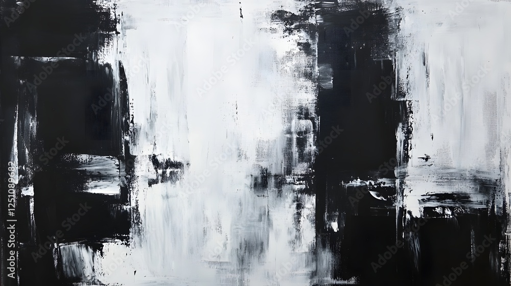 Poster dramatic monochrome abstract art with textured brushstrokes and balanced composition