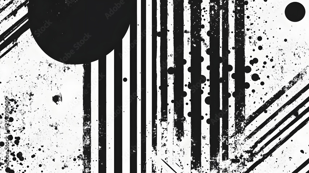 Poster Dramatic monochrome abstract background with a bold geometric gradient pattern and fluid splashing shapes  This modern minimalist design features a high contrast