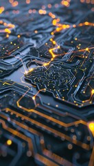 Futuristic Digital Brain with AI Circuits and Glowing Pathways for Technology Design