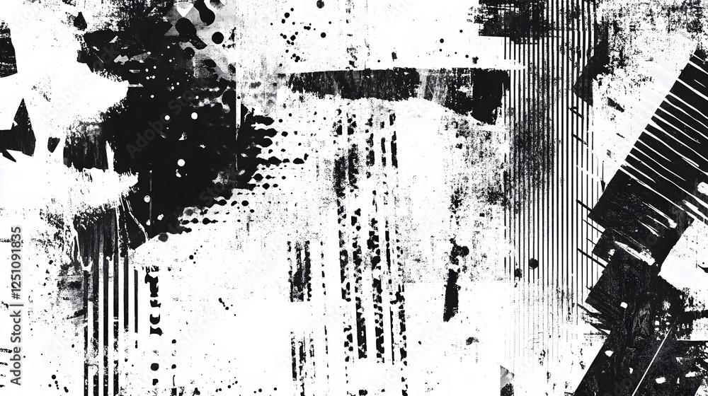 Poster dramatic monochrome abstract grunge texture backdrop with fluid ink splatters and distressed pattern