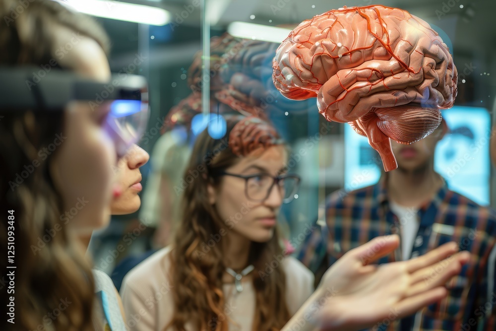 Poster exploring neural connections with vr: students interacting with a 3d brain model for educational inn