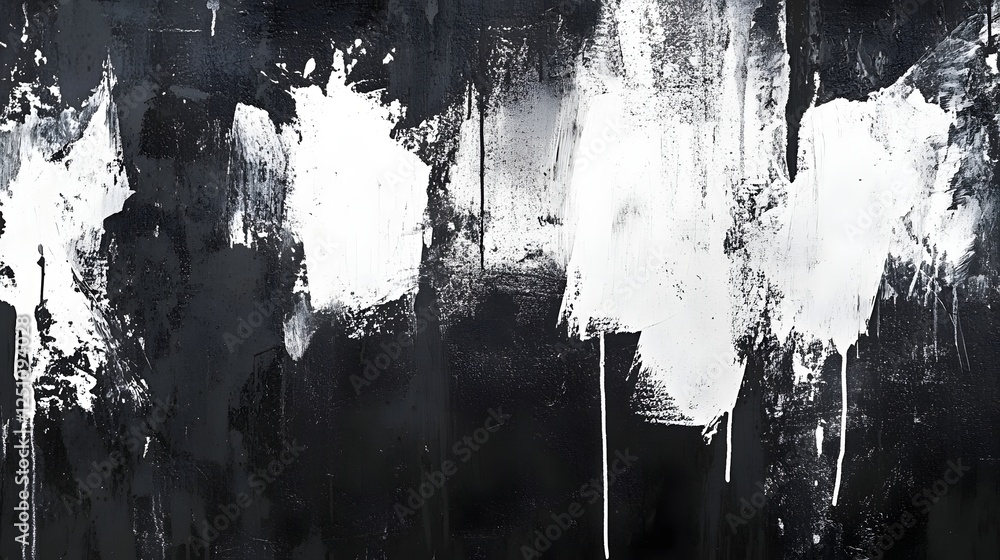 Aufkleber dramatic monochrome abstract painting with fluid brushstrokes and dripping textures captivating expr