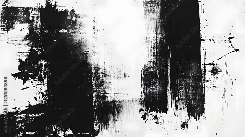 Poster dramatic monochrome abstract texture and brush strokes captivating digital painting with bold contra