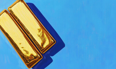 Exploring the Symbolism of Gold Bars: A Reflection on Wealth, Investment, and Financial Elegance Against a Striking Blue Backdrop