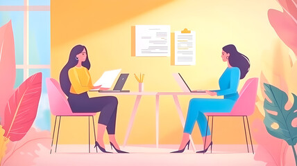businesswomen discuss business problems at the table