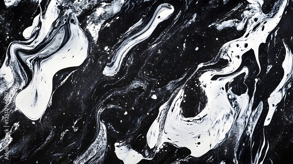 Aufkleber dramatic monochrome fluid abstract with flowing organic patterns
