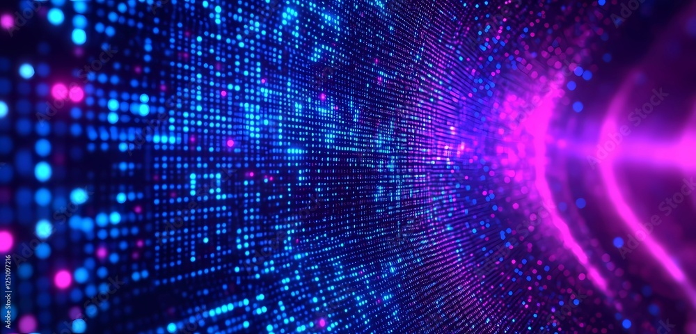 Poster Abstract background with a blue-purple gradient and a tiny pixel squares pattern. Digital vector illustration for design