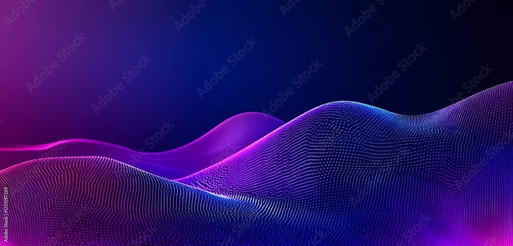 Poster abstract background with a blue-purple gradient and a tiny pixel squares pattern. digital vector ill