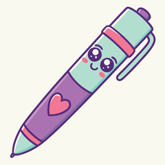 Pen with Heart and Sparkling Eyes