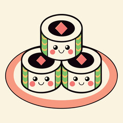 Sushi Rolls with Smiling Faces