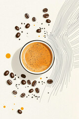 Obraz premium Discover the Art of Coffee: A Luxurious Brew Experience Captured in a Stylish Setting with Rich Aromas, Elegant Presentation, and the Perfect Blend of Flavors for Every Coffee Lover