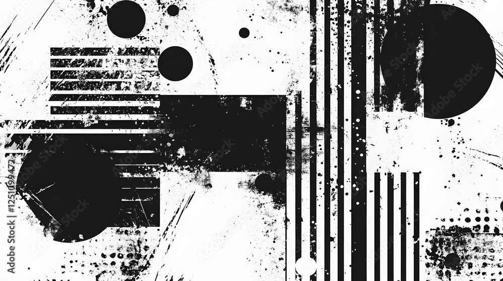 Poster Dramatic Monochrome Splash Art with Chaotic Brush Strokes and Splatters  Abstract modern background with bold dynamic paint splashes blots and waves in a striking black and white color palette