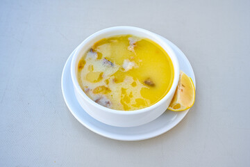 Turkish Traditional Tripe Soup. Iskembe, tuzlama, sirdan, beyran, ayak paca, kelle paca corbasi.
